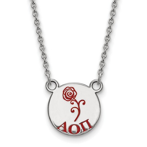 Alpha Omicron Pi Sorority XS Pendant Necklace in Sterling Silver 3.49 gr