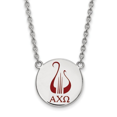 Alpha Chi Omega Sorority Small Pendant Necklace in Sterling Silver 6.53 gr