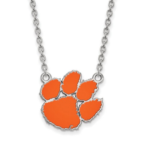 Clemson University Tigers Large Pendant Necklace in Sterling Silver 5.79 gr