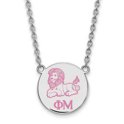 Phi Mu Sorority Small Pendant Necklace in Sterling Silver 6.53 gr