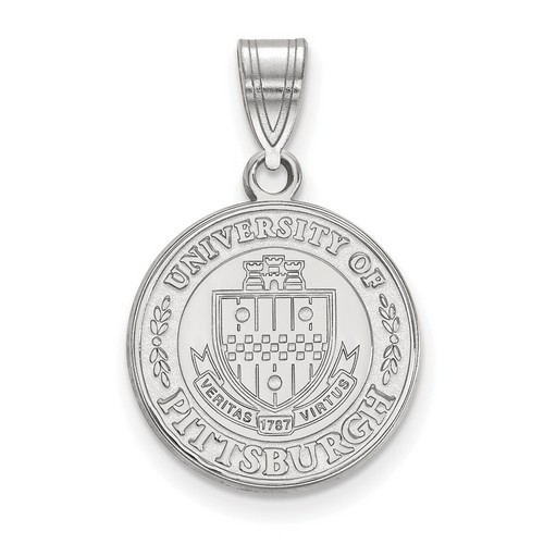 University of Pittsburgh Pitt Panthers Medium Crest Pendant in Sterling Silver