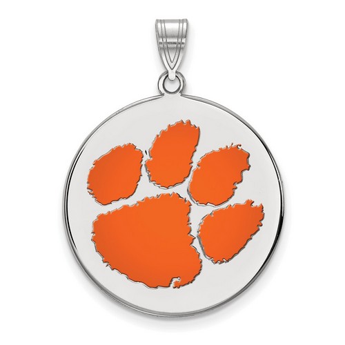 Clemson University Tigers XL Disc Pendant in Sterling Silver 5.05 gr