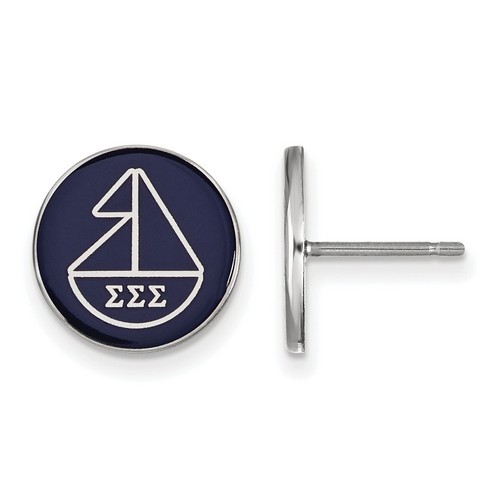 Tri Sigma Sorority Enameled Sterling Silver Post Earrings 1.56 gr