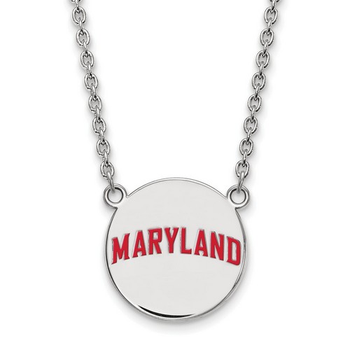 University of Maryland Terrapins Large Disc Necklace in Sterling Silver 6.62 gr