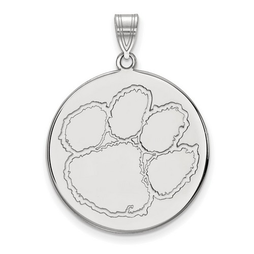 Clemson University Tigers XL Disc Pendant in Sterling Silver 5.67 gr
