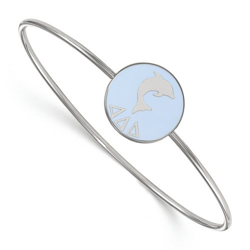Tri Delta Sorority Enameled Slip-On Bangle in Sterling Silver 7.33 gr