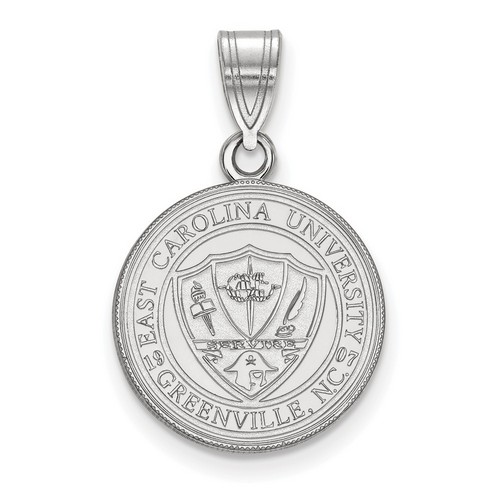 East Carolina University Pirates Medium Crest Pendant in Sterling Silver 2.27 gr