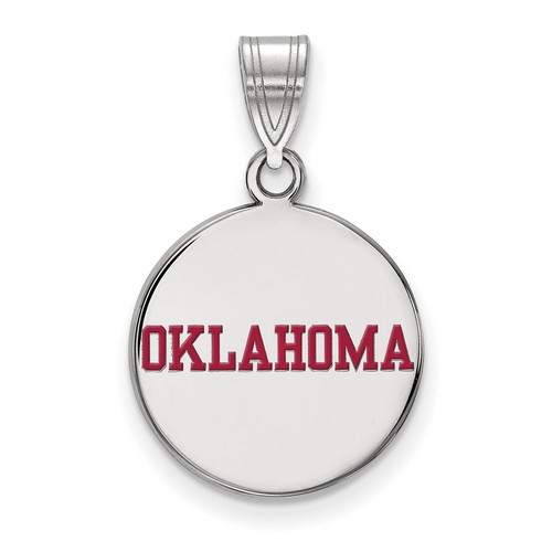 University of Oklahoma Sooners Medium Disc Pendant in Sterling Silver 2.35 gr