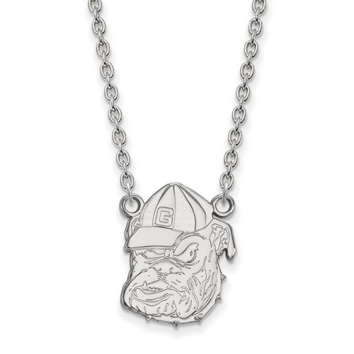 University of Georgia Bulldogs Large Pendant Necklace in Sterling Silver 5.64 gr