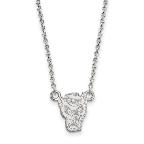 NC State University Wolfpack Small Pendant Necklace in Sterling Silver 2.87 gr
