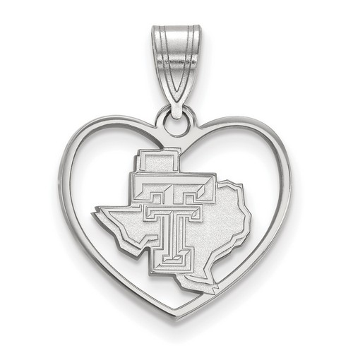 Texas Tech University Red Raiders Sterling Silver Heart Pendant 1.46 gr