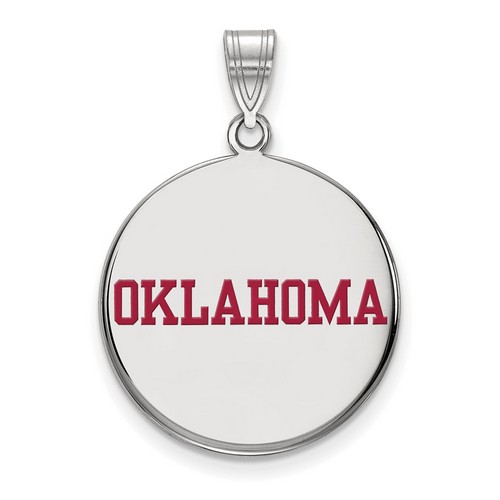 University of Oklahoma Sooners Large Disc Pendant in Sterling Silver 4.47 gr