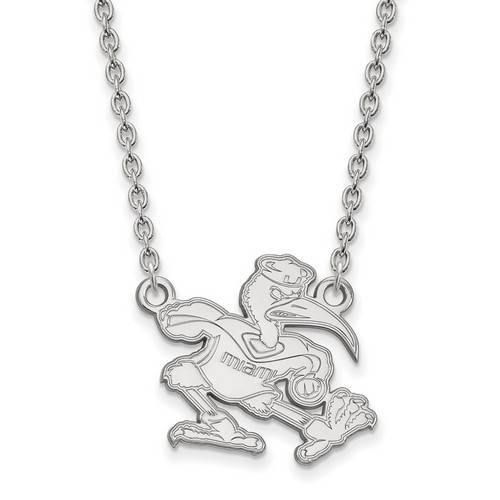 University of Miami Hurricanes Large Pendant Necklace in Sterling Silver 5.92 gr