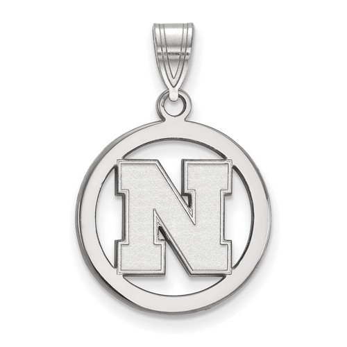 University of Nebraska Cornhuskers Small Sterling Silver Circle Pendant 2.09 gr