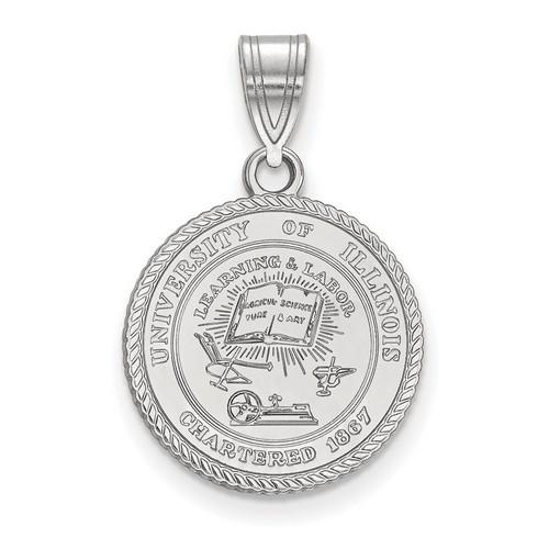 University of Illinois Fighting Illini Crest Sterling Silver Pendant 2.37 gr