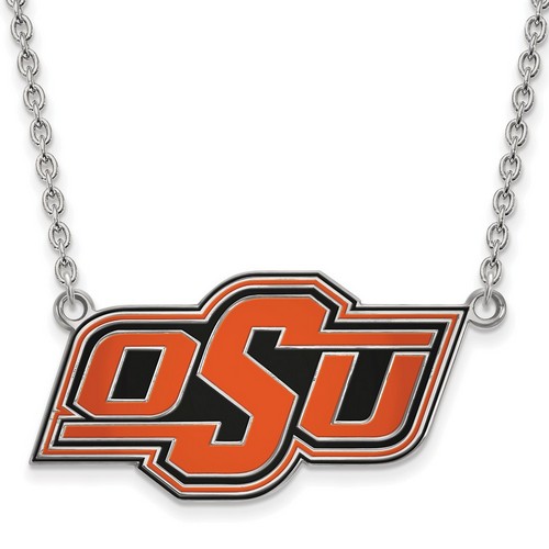 Oklahoma State University Cowboys Large Sterling Silver Pendant Necklace 8.18 gr
