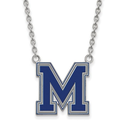 University of Memphis Tigers Large Pendant Necklace in Sterling Silver 6.35 gr