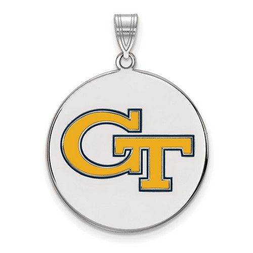 Georgia Tech Yellow Jackets Large Disc Pendant in Sterling Silver 5.54 gr