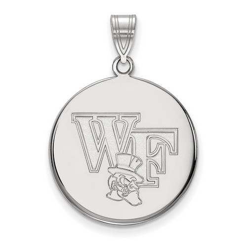 Wake Forest University Demon Deacons Large Disc Pendant in Sterling Silver