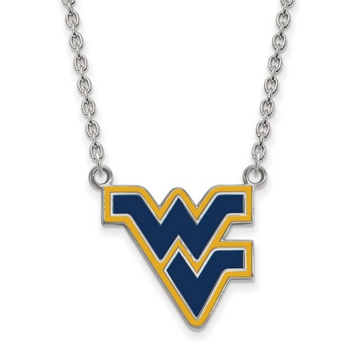 West Virginia University Mountaineers Large Pendant Necklace in Sterling Silver