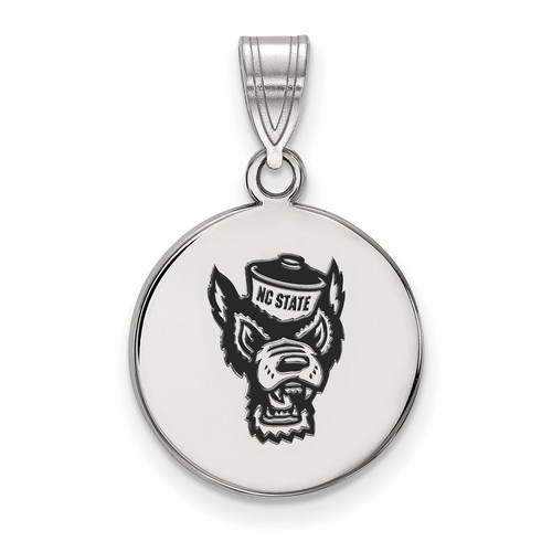 NC State University Wolfpack Medium Disc Pendant in Sterling Silver 2.30 gr