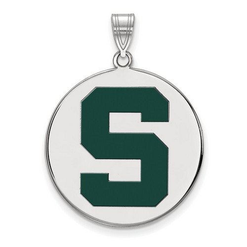 Michigan State University Spartans XL Disc Pendant in Sterling Silver 5.25 gr