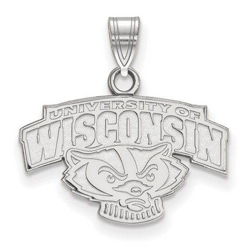 University of Wisconsin Badgers Small Pendant in Sterling Silver 1.90 gr