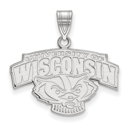 University of Wisconsin Badgers Medium Pendant in Sterling Silver 2.96 gr