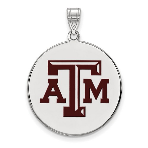 Texas A&M University Aggies XL Disc Pendant in Sterling Silver 5.48 gr