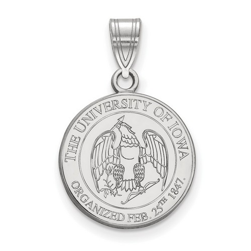 University of Iowa Hawkeyes Medium Crest Pendant in Sterling Silver 2.25 gr