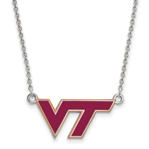 Virginia Tech Hokies Small Pendant Necklace in Sterling Silver 3.79 gr