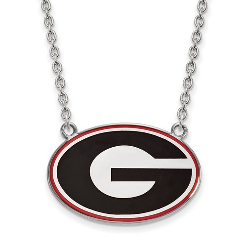University of Georgia Bulldogs Large Pendant Necklace in Sterling Silver 7.45 gr