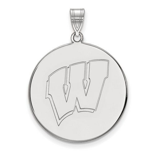 University of Wisconsin Badgers XL Disc Pendant in Sterling Silver 5.97 gr