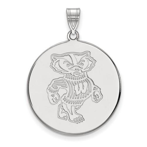 University of Wisconsin Badgers XL Disc Pendant in Sterling Silver 5.78 gr