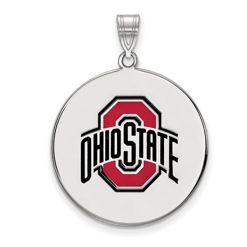 Ohio State University Buckeyes XL Disc Pendant in Sterling Silver 5.63 gr