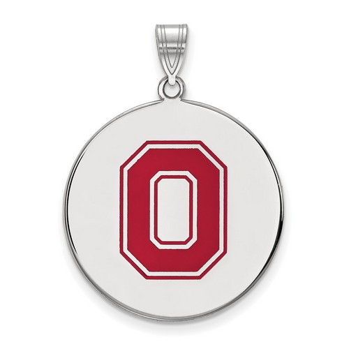 Ohio State University Buckeyes XL Disc Pendant in Sterling Silver 5.45 gr