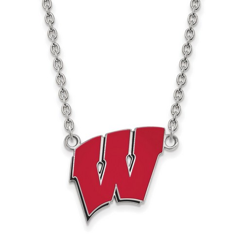 University of Wisconsin Badgers Large Sterling Silver Pendant Necklace 5.48 gr