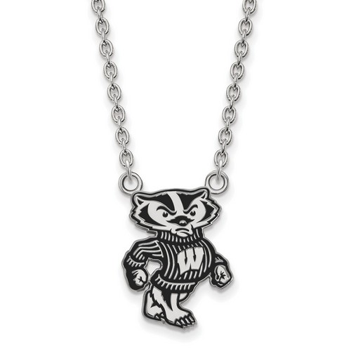 University of Wisconsin Badgers Large Pendant Necklace in Sterling Silver