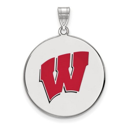 University of Wisconsin Badgers XL Disc Pendant in Sterling Silver 5.53 gr