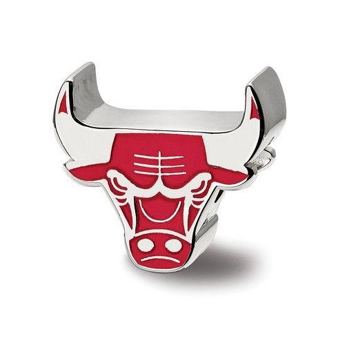 Chicago Bulls Extruded Mascot Head Logo Red Enameled Bead in Sterling Silver