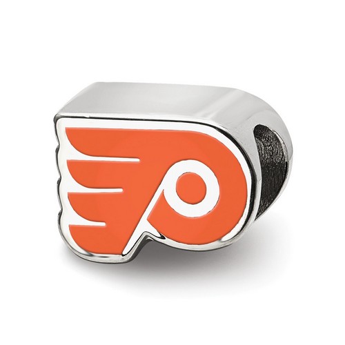 Philadelphia Flyers Extruded Winged P Orange Enameled Sterling Silver Logo Bead