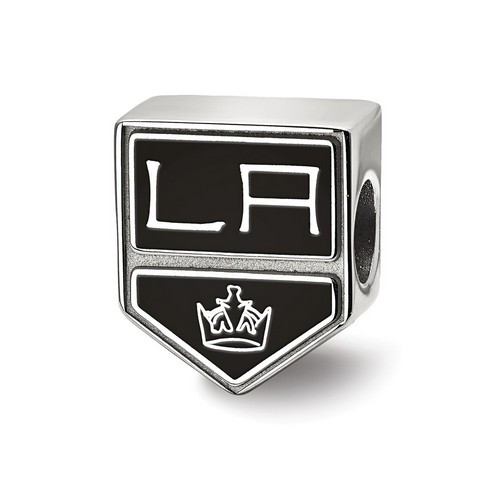 Los Angeles Kings Extruded Black Enameled Logo Bead in Sterling Silver
