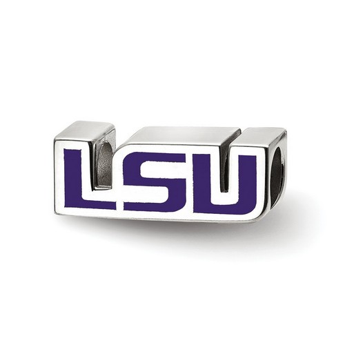 Louisiana State University LSU Tigers Enameled Primary Logo Sterling Silver Bead