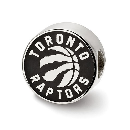 Toronto Raptors Round Slashed Ball Black Enameled Logo in Sterling Silver