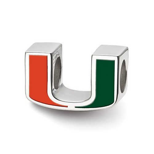 University of Miami Hurricanes University Enameled Logo Bead in Sterling Silver