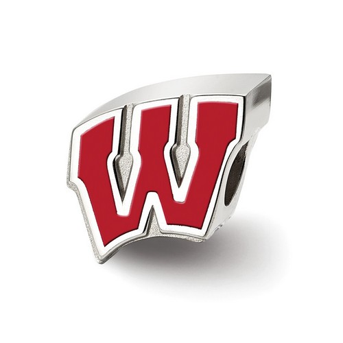 University of Wisconsin Badgers Red Enameled W Logo Bead in Sterling Silver