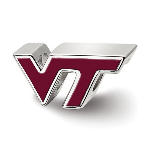 Virginia Tech Hokies Maroon Enameled VT Logo Bead in Sterling Silver