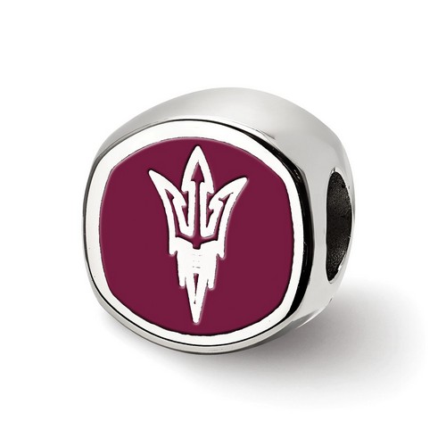 Arizona State University Sun Devils Pitchfork Logo Sterling Silver Cushion Bead