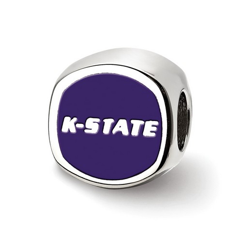Kansas State University Wildcats Cushion Shaped Logo Bead in Sterling Silver