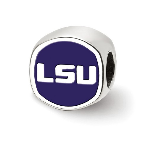 Louisiana State University LSU Tigers Purple School Name Bead in Sterling Silver